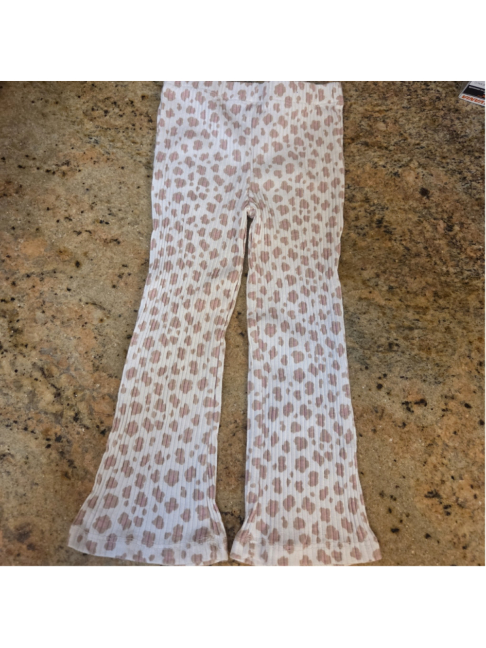 Girls Nicole Miller Ribbed Leggings Size 3T White and Beige (0230]